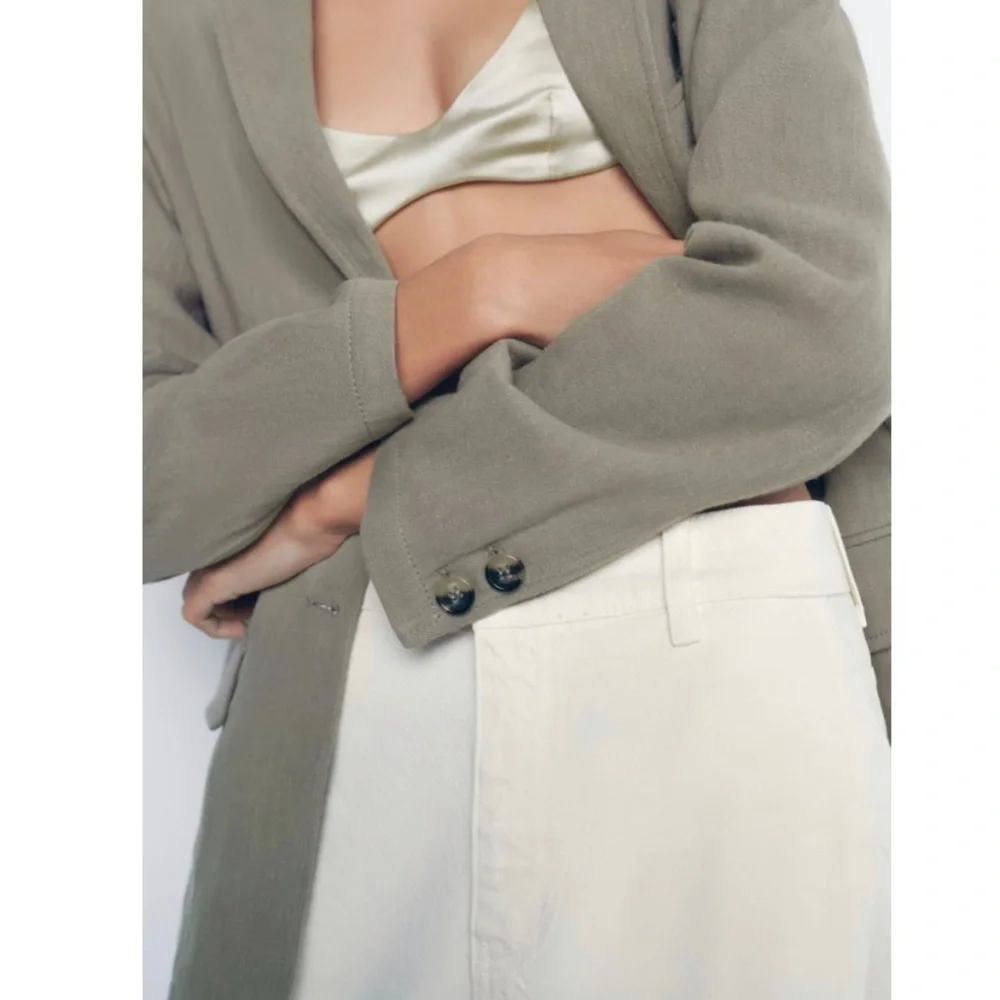 Zara Linen Blend straight cut blazer/ L- no tags - Picture 5 of 9
